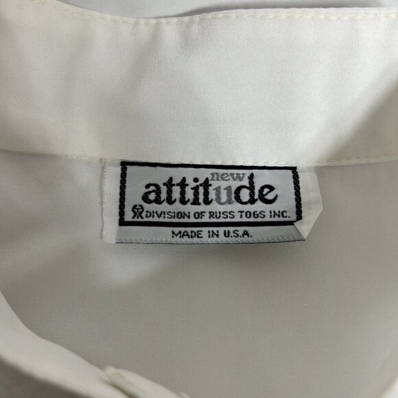 NEW ATTITUDES Russ Togs Women Ivory Button Down Long Sleeve Shirt Blouse 12 ?! - Picture 5 of 6